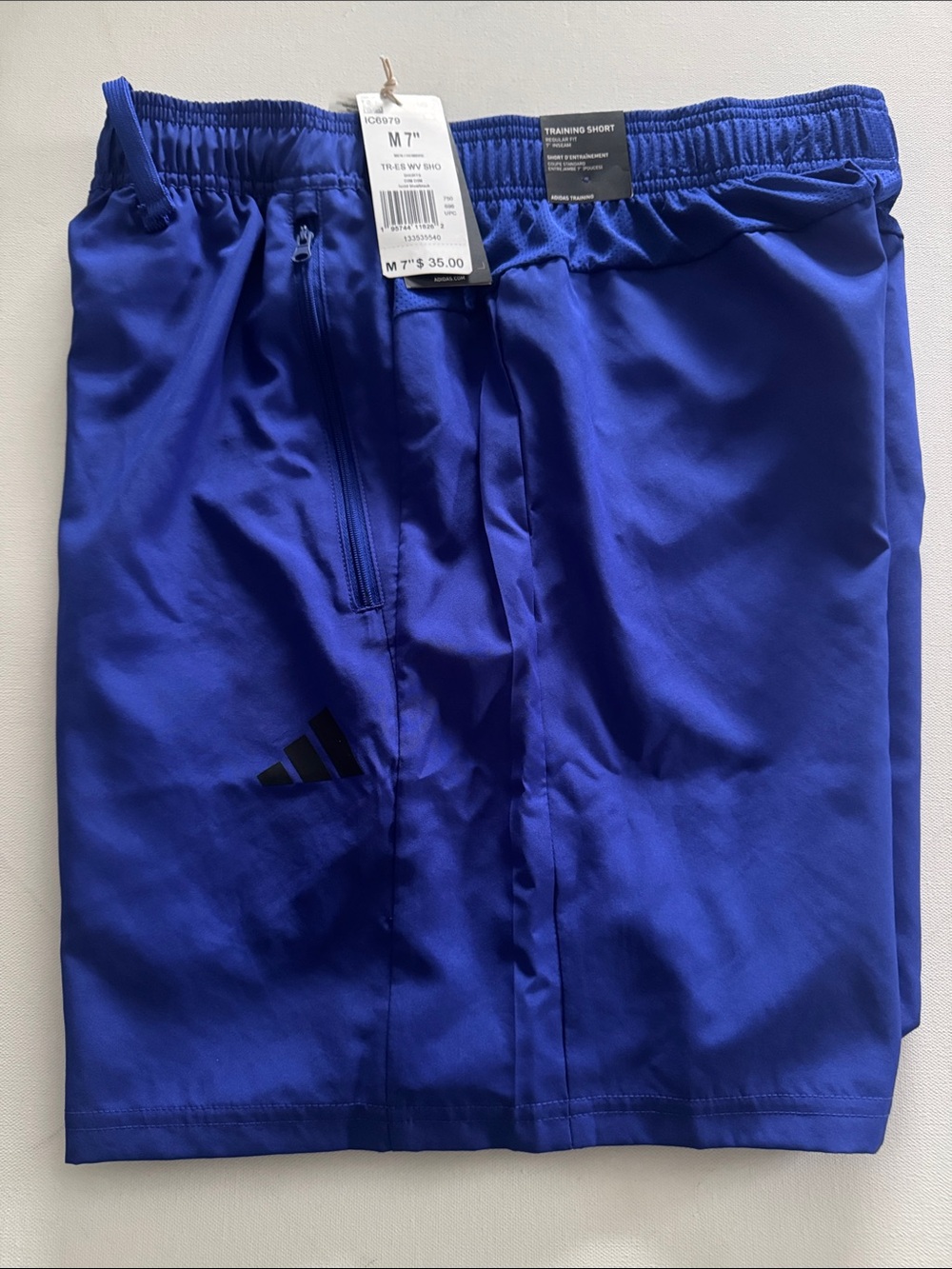 Adidas Training Shorts Mens Medium Zip Pocket Royal Blue